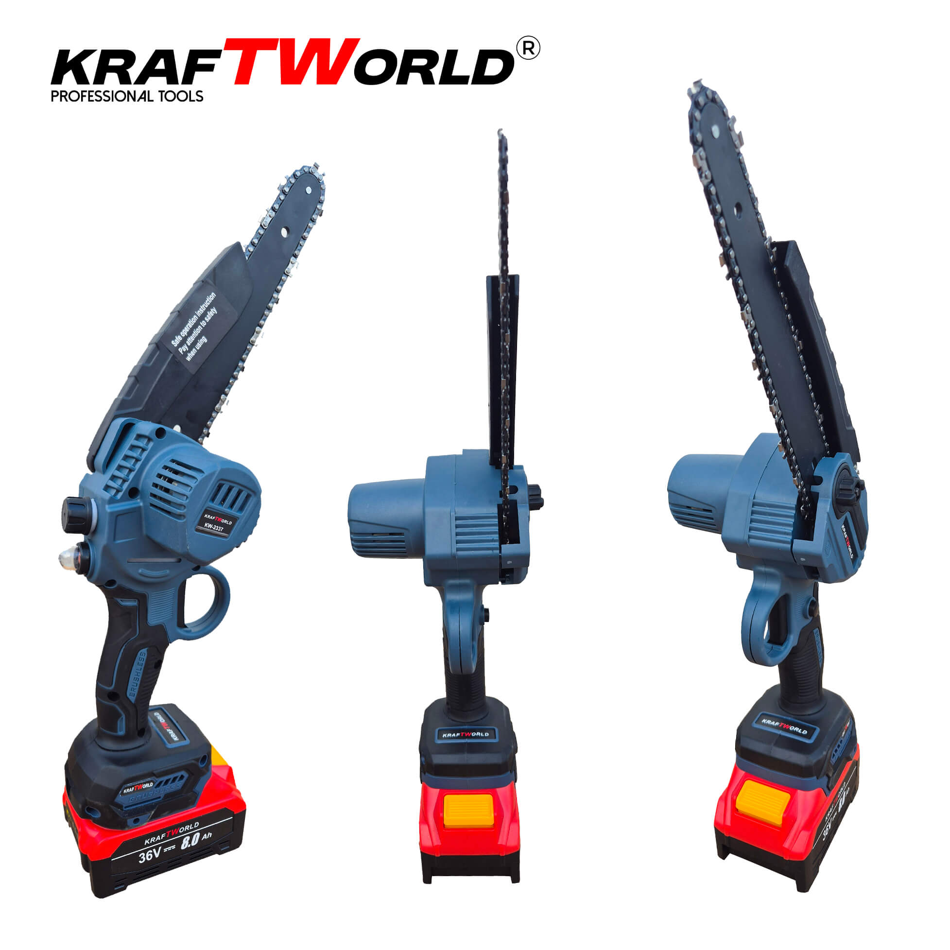 Резачка за Клони KraftWorld с 2 Батерии 36V 8А с Автоматично Омасляване и Две Вериги ГРАДИНСКИ Резачка за Клони KraftWorld с 2 Батерии 36V 8А с Автоматично Омасляване и Две Вериги - Image 5