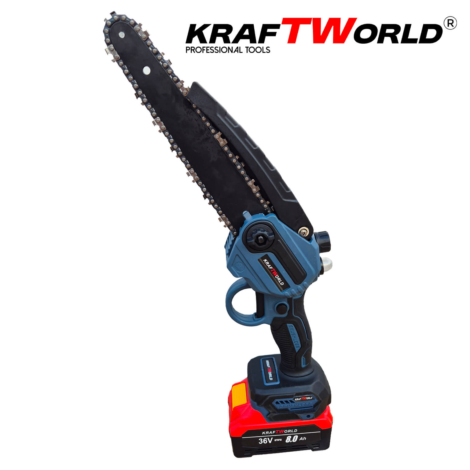Резачка за Клони KraftWorld с 2 Батерии 36V 8А с Автоматично Омасляване и Две Вериги ГРАДИНСКИ Резачка за Клони KraftWorld с 2 Батерии 36V 8А с Автоматично Омасляване и Две Вериги - Image 4