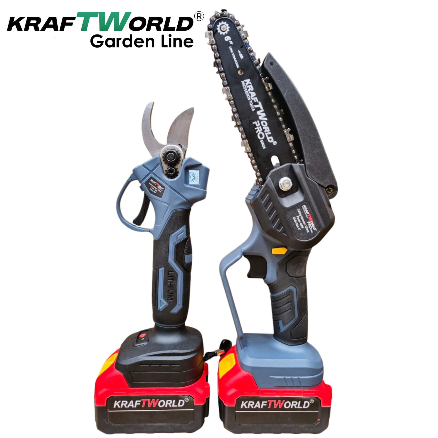 Акумулаторен Комплект 3в1 KraftWorld – Резачка 15 и 20см , Ножица и Телескопичен Прът 2,5м ГРАДИНСКИ Акумулаторен Комплект 3в1 KraftWorld – Резачка 15 и 20см , Ножица и Телескопичен Прът 2,5м - Image 3