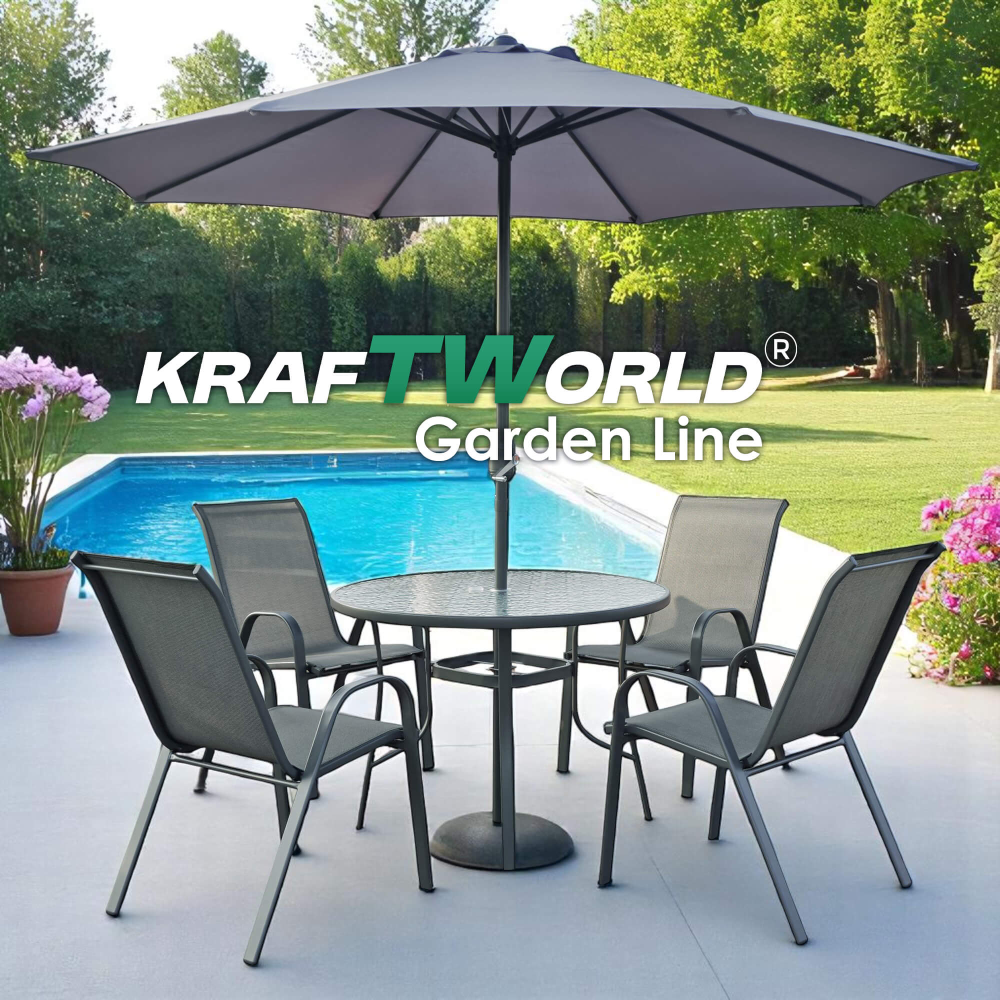 Градински Kомплект Capri – 4 Стола и кръгла Маса Kraftworld Gardenline Водоустойчив ГРАДИНСКИ МЕБЕЛИ Градински Kомплект Capri – 4 Стола и кръгла Маса Kraftworld Gardenline Водоустойчив - Image 2