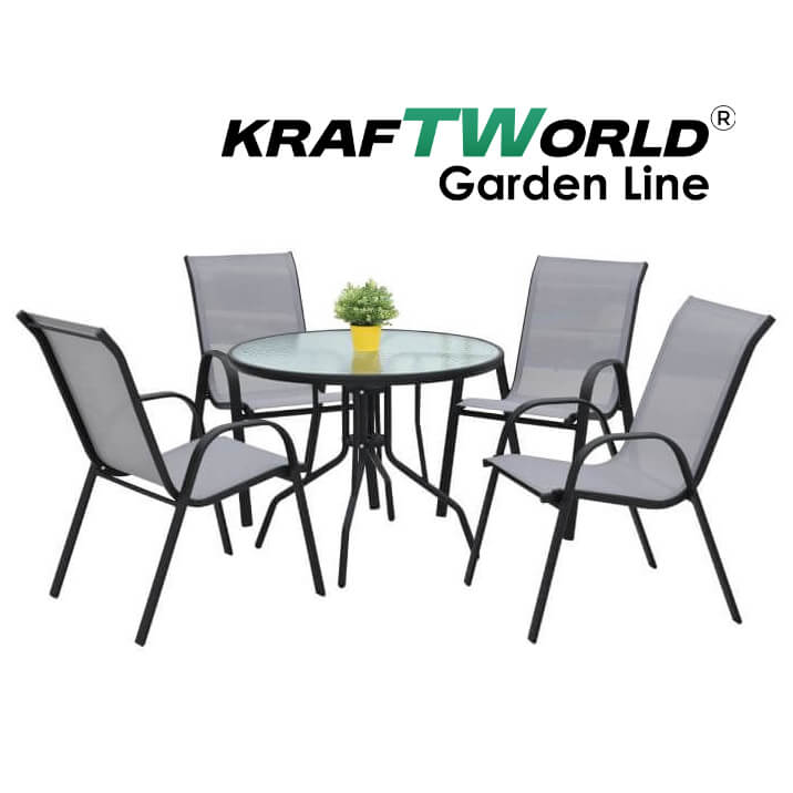 Градински Kомплект Capri – 4 Стола и кръгла Маса Kraftworld Gardenline Водоустойчив ГРАДИНСКИ МЕБЕЛИ Градински Kомплект Capri – 4 Стола и кръгла Маса Kraftworld Gardenline Водоустойчив - Image 3