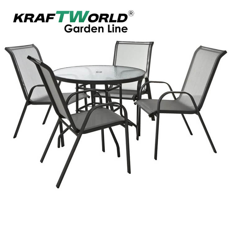 Градински Kомплект Capri – 4 Стола и кръгла Маса Kraftworld Gardenline Водоустойчив ГРАДИНСКИ МЕБЕЛИ Градински Kомплект Capri – 4 Стола и кръгла Маса Kraftworld Gardenline Водоустойчив - Image 5