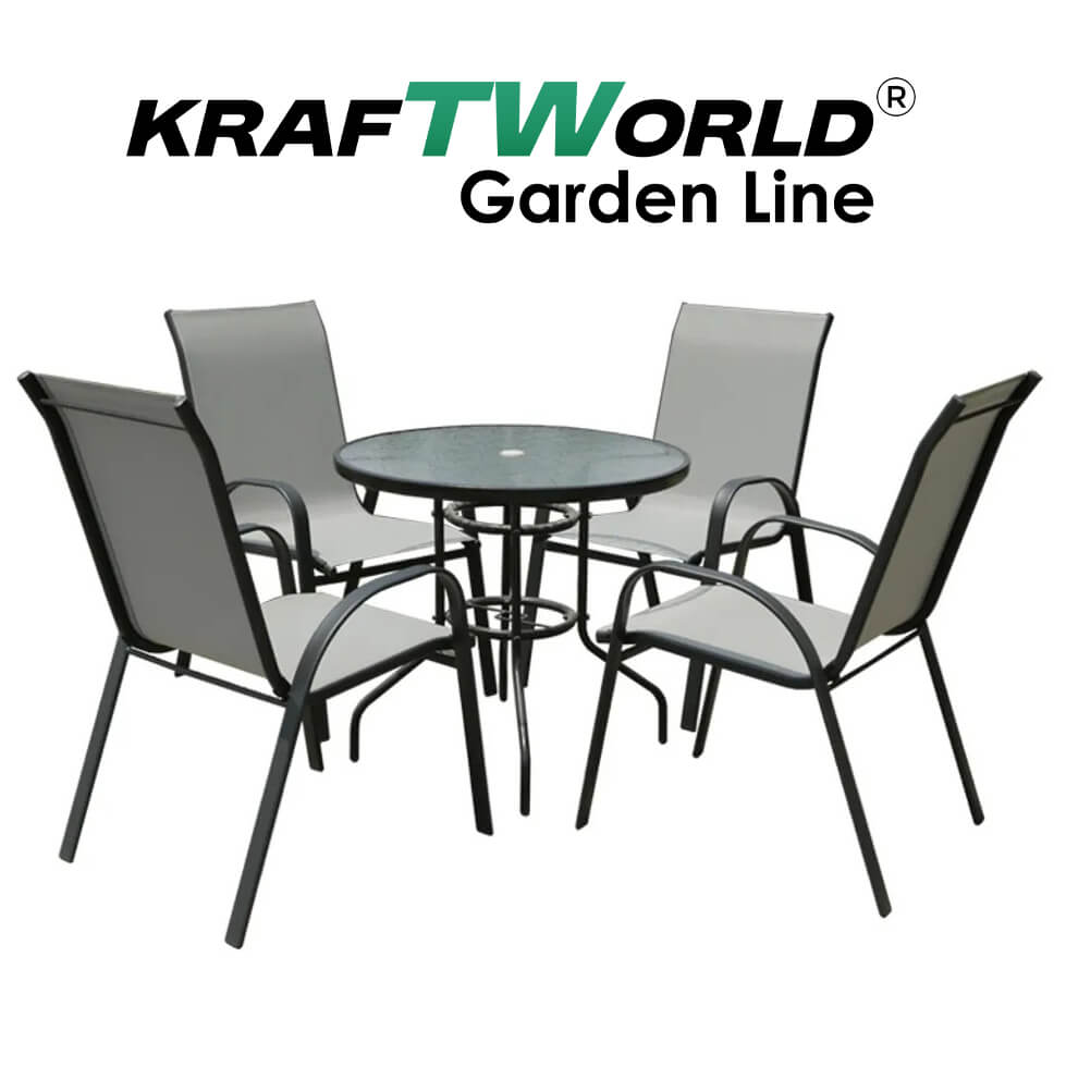 Градински Kомплект Capri – 4 Стола и кръгла Маса Kraftworld Gardenline Водоустойчив ГРАДИНСКИ МЕБЕЛИ Градински Kомплект Capri – 4 Стола и кръгла Маса Kraftworld Gardenline Водоустойчив - Image 6