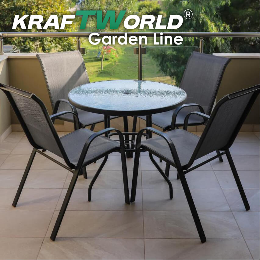 Градински Kомплект Capri – 4 Стола и кръгла Маса Kraftworld Gardenline Водоустойчив ГРАДИНСКИ МЕБЕЛИ Градински Kомплект Capri – 4 Стола и кръгла Маса Kraftworld Gardenline Водоустойчив - Image 8
