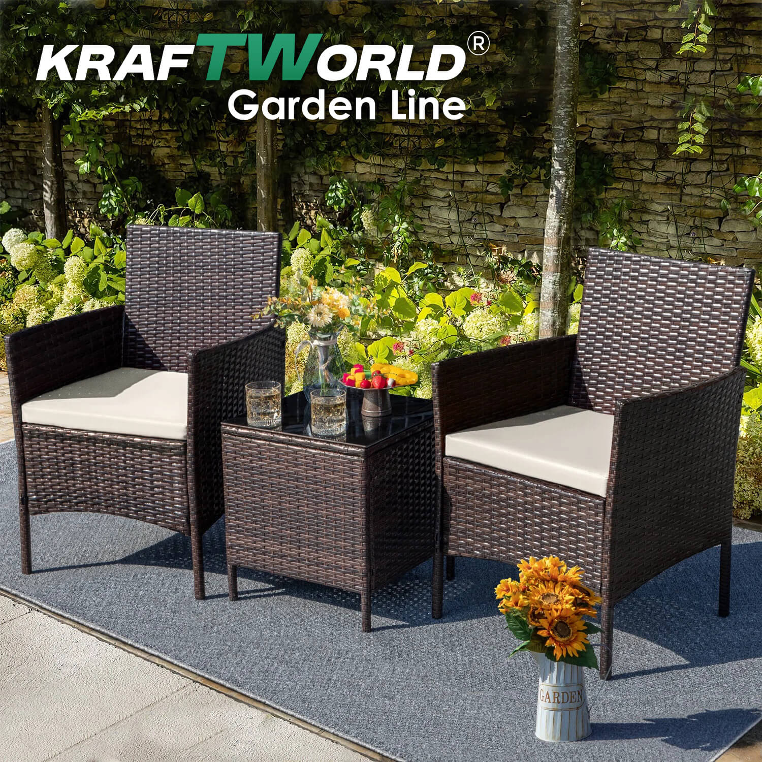 Луксозен Ратанов Комплект 2 Кресла и Маса Kraftworld Garden два стола и маса – UV и водоустойчиви МЕБЕЛИ Луксозен Ратанов Комплект 2 Кресла и Маса Kraftworld Garden два стола и маса - UV и водоустойчиви - Image 4