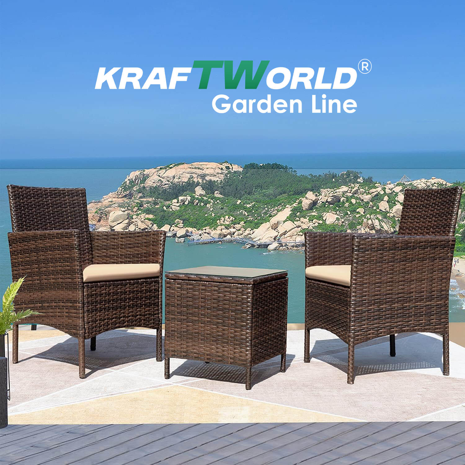 Луксозен Ратанов Комплект 2 Кресла и Маса Kraftworld Garden два стола и маса – UV и водоустойчиви МЕБЕЛИ Луксозен Ратанов Комплект 2 Кресла и Маса Kraftworld Garden два стола и маса - UV и водоустойчиви - Image 5