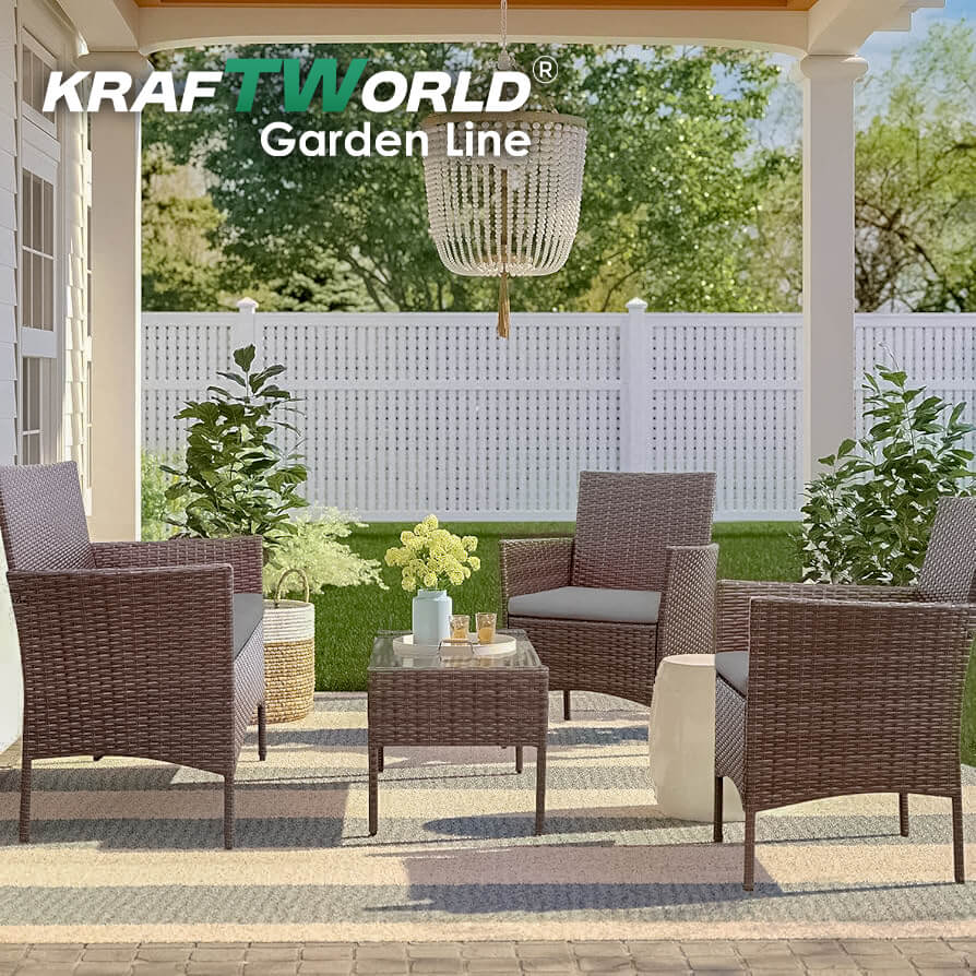Луксозни Градински Мебели Kraftworld Garden – 2 кресла, диван и маса – Ратанов Комплект ГРАДИНСКИ МЕБЕЛИ Луксозни Градински Мебели Kraftworld Garden – 2 кресла, диван и маса – Ратанов Комплект - Image 13