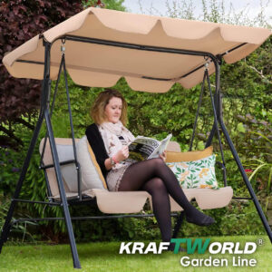 Alternative view of Усилена градинска люлка Тоскана KraftWorld в бежово – Триместна, с подарък мека възглавница!