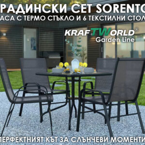 Комплект градински мебели Sorento – квадратна маса и 4 стола