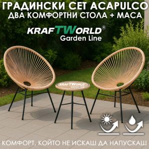 Луксозен Градински Комплект Acapulco в Комплект с Два Стола и Маса Луксозни Градински Мебели Луксозен Градински Комплект Acapulco в Комплект с Два Стола и Маса