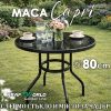 Градинска маса Capri Ø80 см – метална рамка и тъмен стъклен плот