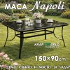 Правоъгълна градинска маса 150×90 см – метална рамка, тъмен стъклен плот